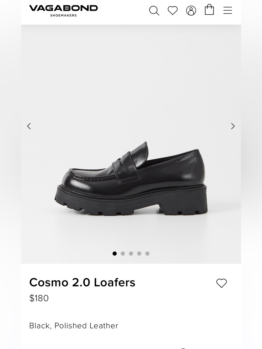 Vagabond Cosmo 2.0 Black Leather Chunky Loafers Women’s Sz 8 EUC
